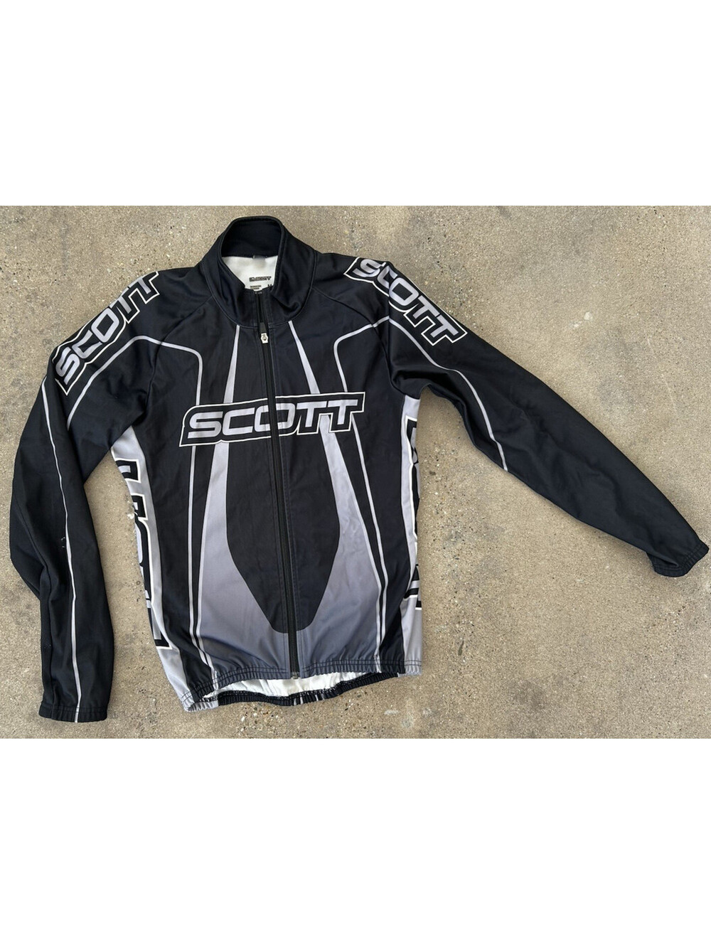 Scott Cycling Racing Jersey Mens sz M Black White Full Zip Water Resistant Shirt